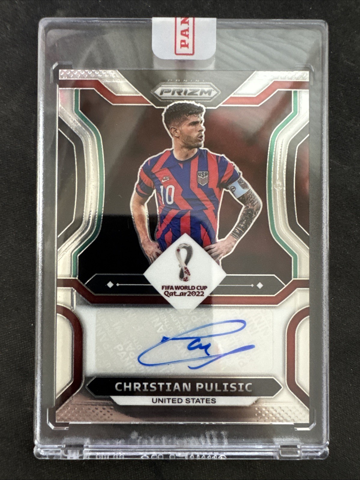 2022 Panini Prizm FIFA World Cup Qatar CHRISTIAN PULISIC Encased Auto USMNT USA