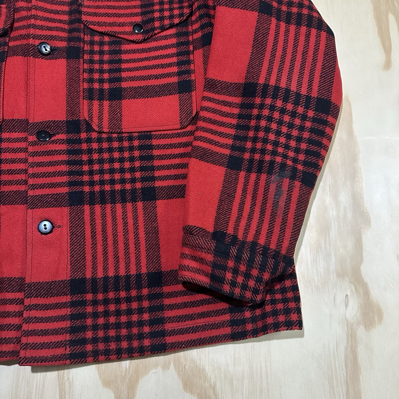 Vintage Pendleton Wool Coat Jacket Red Black Plai… - image 4