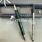 Bid Now MB Meisterstück Green Wave Fountain Pen Silver Trim w/ Leather Pouch — photo 3