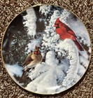 Wild Wings Marc Hanson Late Snow Cardinals Collectors Plate 9.5”