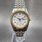 Seiko Watch Women 23mm White Dial Two Tone Daydate 7n83-0011 New Battery
