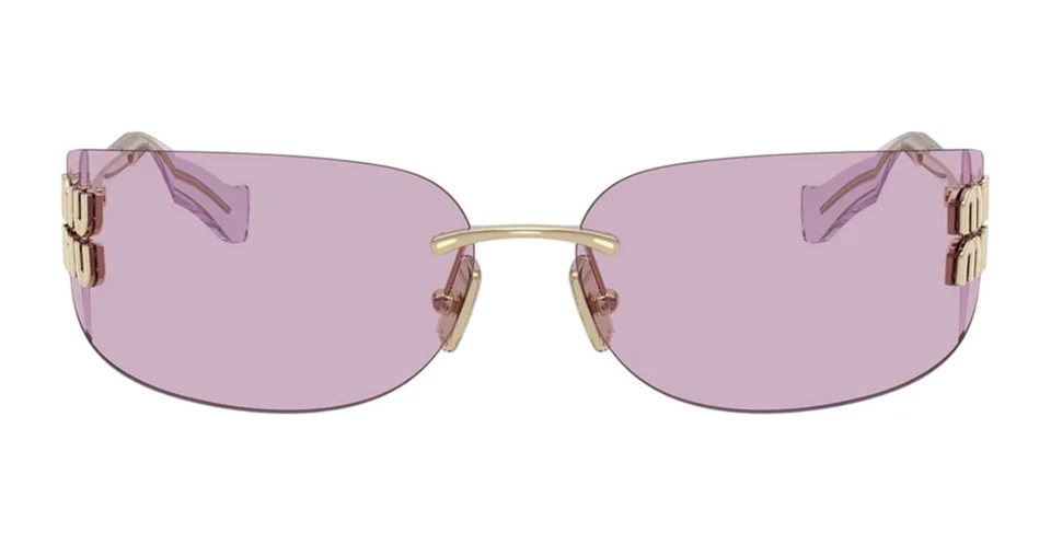 Miu Miu MU A51S ZVN90O Unisex Rectangle Sunglasses in Gold with Pink Lens 100%UV - Image 3 of 4