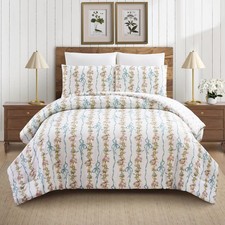 Modern Heirloom 3pc Bow and Floral Comforter Bedding Set