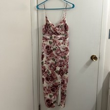 NWT Express Floral Wrap Midi Dress Size 0 Satin Spaghetti Strap 