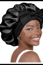 Women's Double Layer Satin Lined Hair Bonnet w/Tie, "Girls Just Wanna Have Fun