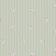 PVC Vinyl Wipe Clean Tablecloth Green Ground Stripes and Pink Flowers