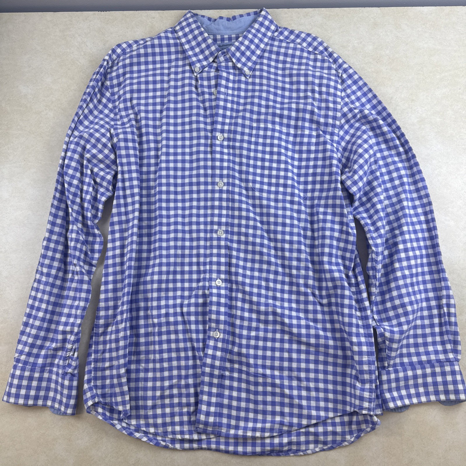 Saddlebred Shirt Mens Large Blue Check Plaid Long Sleeve Button Down Casual
