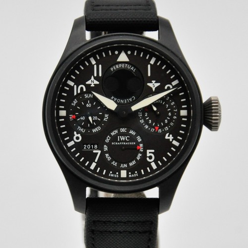 IWC Big Pilot Top Gun Perpetual Calendar Black Ceramic 48mm IW502902 Strap Auto
