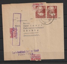 K&ouml;pfe 8Pf MeF a Drucksache Beh&ouml;rdenpost Z&ouml;rbig1 RM Sparmarke Verschluss #1093891