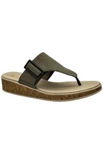 BZees Women's Bay Machine Washable Linen Thong Sandal Olive