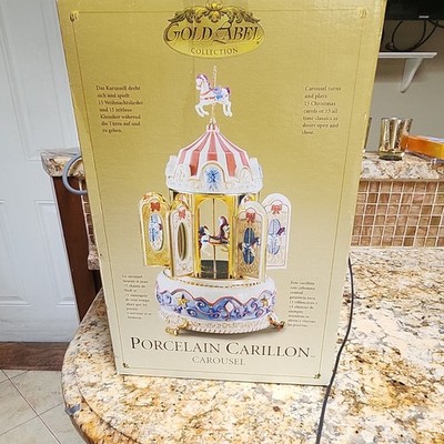 Gold Label Collection Porcelain Carillon Carousel Music Box, 30 Tunes