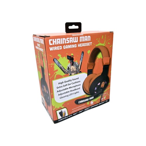 Chainsaw Man LED Wired Gaming Headset, Multi-Platform Compatibility NEW - Picture 2 of 2