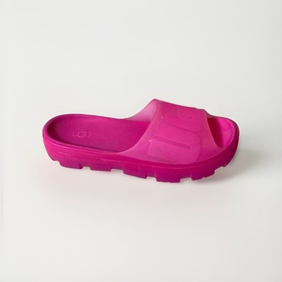 UGG Jella Clear Slide Sandals Pink Jelly Translucent Rubber Logo Sz 8.5 Vacay