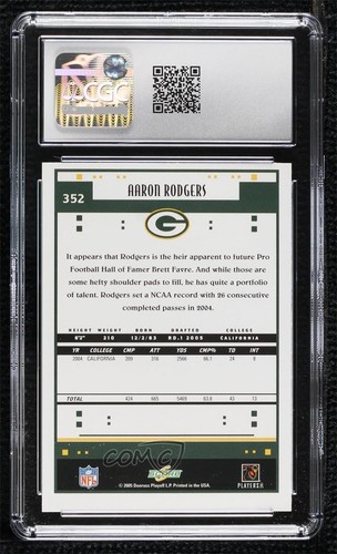 2005 Score Rookie Aaron Rodgers #352 CGC 9 Mint Rookie RC - Picture 2 of 3