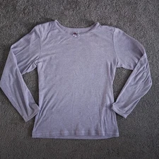 VINTAGE Y2K Aesthetic Cozy AF Lavender Purple Long Sleeve Tee Shirt Top 