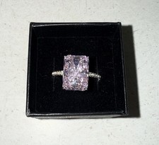 Women  s 925 Sterling Silver Ring w/Pink Cubic Zirconia  CZ On Sides Size 8.25
