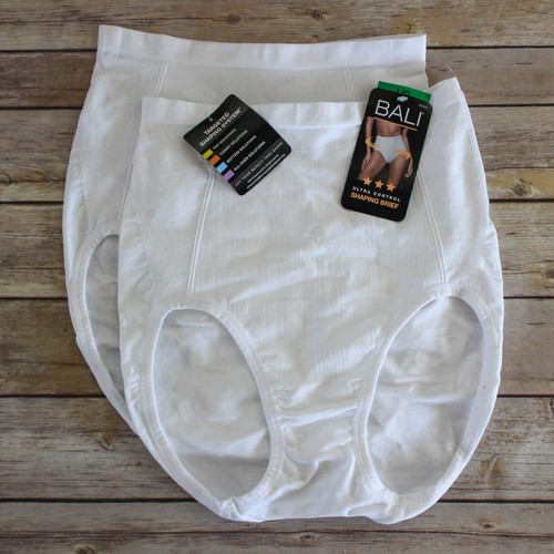 Bali 2-Pack Shaping Brief Panties Large White Ultra Control Underwear DFX245