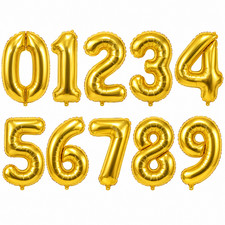 32" Gold Foil Number Balloon 0-9 | Birthday Party Decoration | Helium/Air