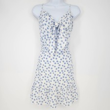 Cider Blue Daisy AOP Ruffle Hem Mini Dress Womens XXL Flirty Summer Resort