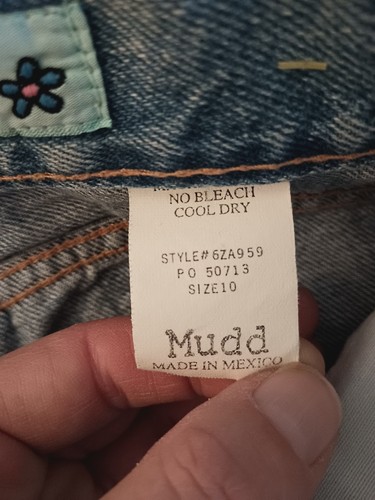 Girls Mudd Wide Bellbottom Jeans, Vintage Y2K Hand Print Girl Size 10 - Picture 8 of 8
