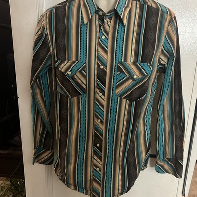 Rock & Roll Western Pearl Snap Button Down Shirt Size M Long Sleeve Southwestern