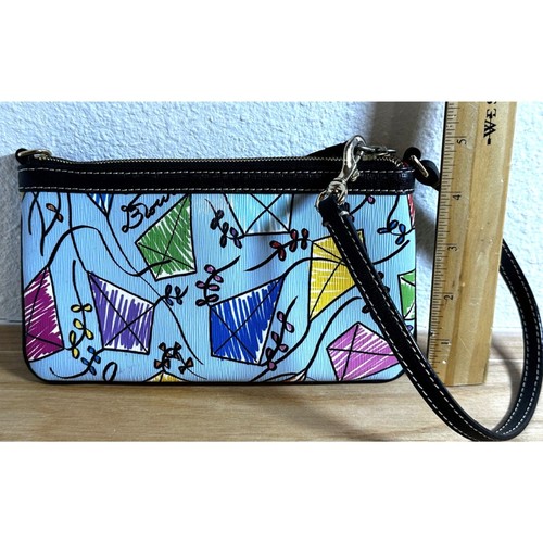 Dooney & Bourke Blue Multicolor Kite Small Slim Wristlet, EUC - Picture 2 of 4