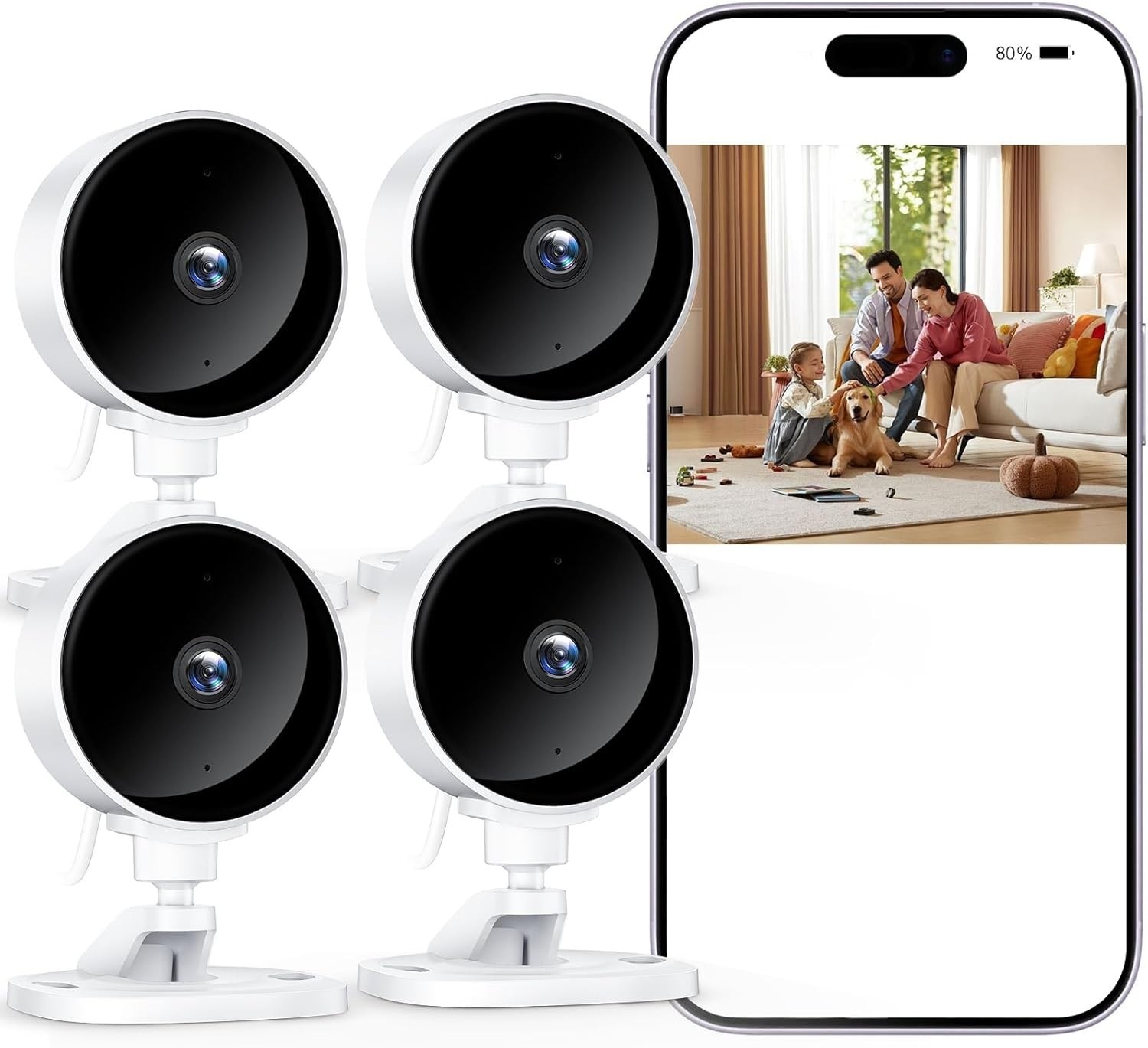 Sistema di Monitoraggio WOLFANG 4X Telecamere WiFi 1080P Interno HD