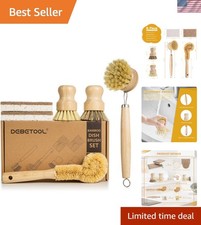 Bamboo Dish Brush Set Six Pieces Natural Kitchen Cleaning Tools