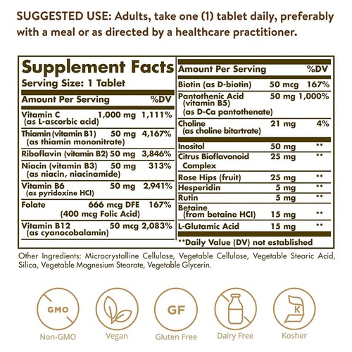 Solgar Ultimate B+C Complex 90 Tablets, Energy Production - Picture 2 of 6