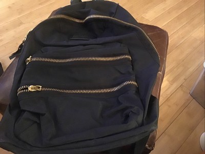 Marc By Marc Jacobs Unisex Black Nylon Leather Trim Gold Zippers Backpack Large