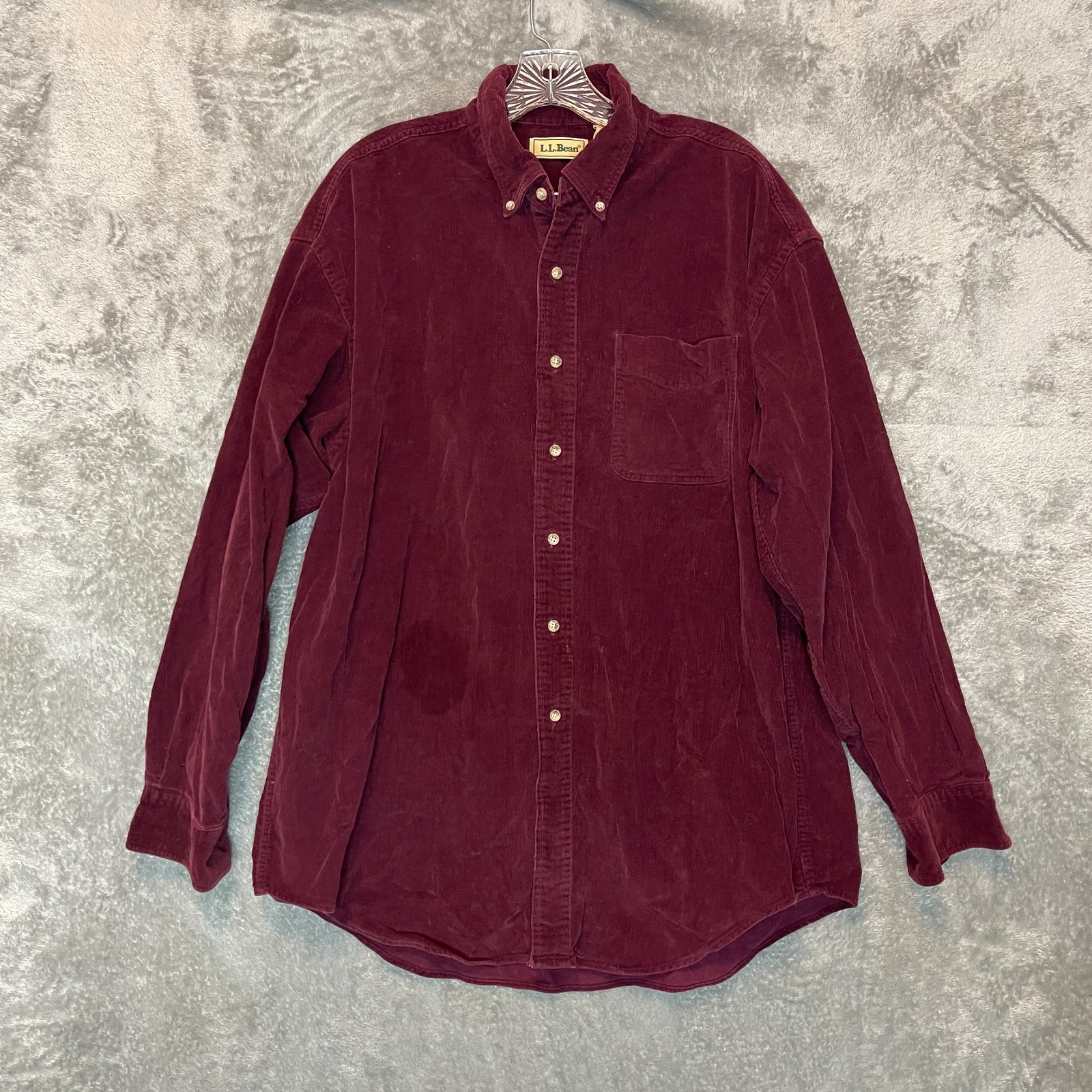 LL Bean Men Classic Solid Maroon Soft Corduroy Lo… - image 1