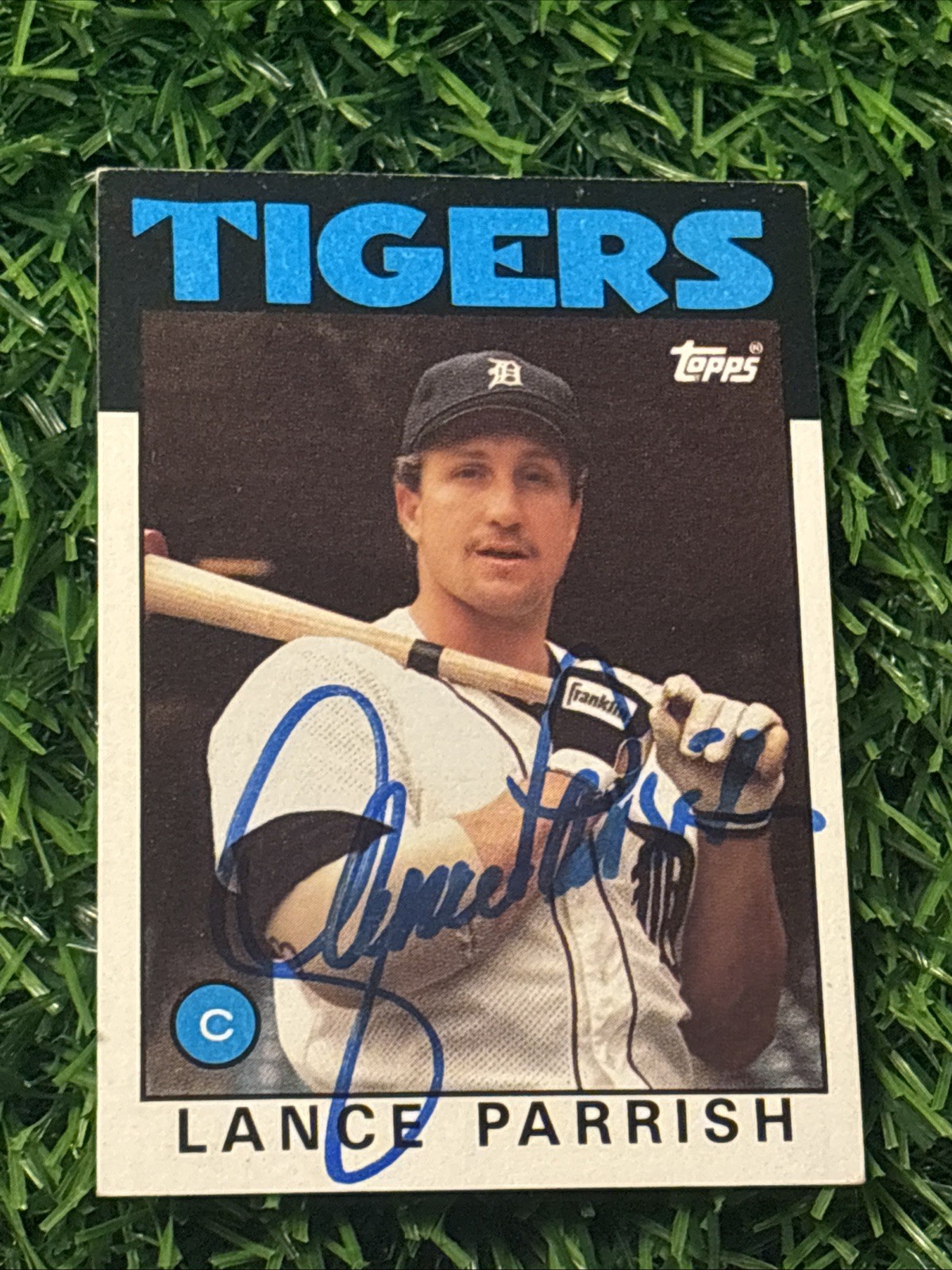 1986 Topps #740 Lance Parrish AUTO Detroit Tigers AUTOGRAPH Signed