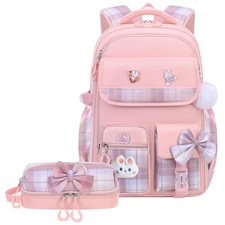 Girls Backpack Kids School Bookbag with Lunch Box Pencil Case Set Cute