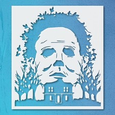 Haunting Face with Trees and Horror Silhouette Wall Art Stencil - StencilAir