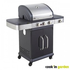 Barbecue gaz Américain 3 feux + réchaud latéral - FIDGI 3 COOK IN GARDEN