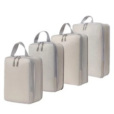 4PCS Travel Compression Packing Cubes Waterproof Suitcase Clothes Organizers