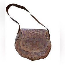 Vtg Tooled Leather Purse Western Shoulderbag Boho Cowgirl