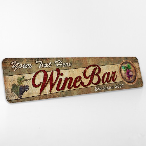 Custom Wine Bar Decor Sign Alcohol Vin Grape Personalized Gift 4x18 104182002039 - Picture 4 of 7