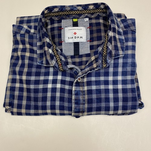 Flannel Button Up Shirt, Sin DN M , blue, Light weight Men’s large - Picture 13 of 13