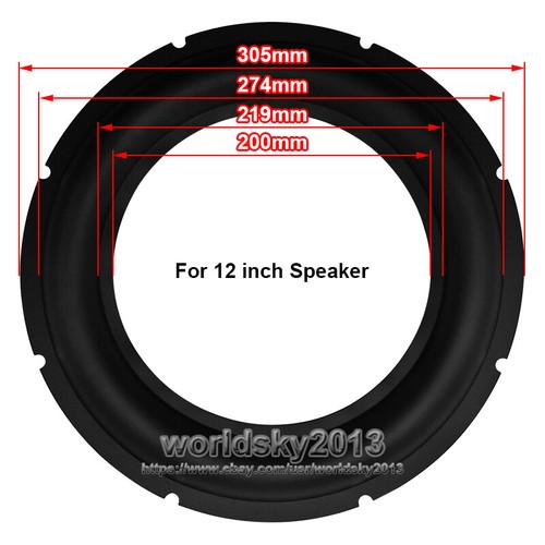 Altavoz 2 piezas 8"/10"/12" pulgadas borde de goma woofer bajo círculo envolvente reparación #2 - Imagen 11 de 11