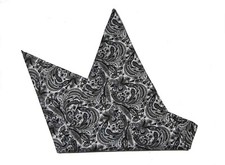 Gascoigne Extra Large Pocket Square Gray White Black Paisley Cotton Men's