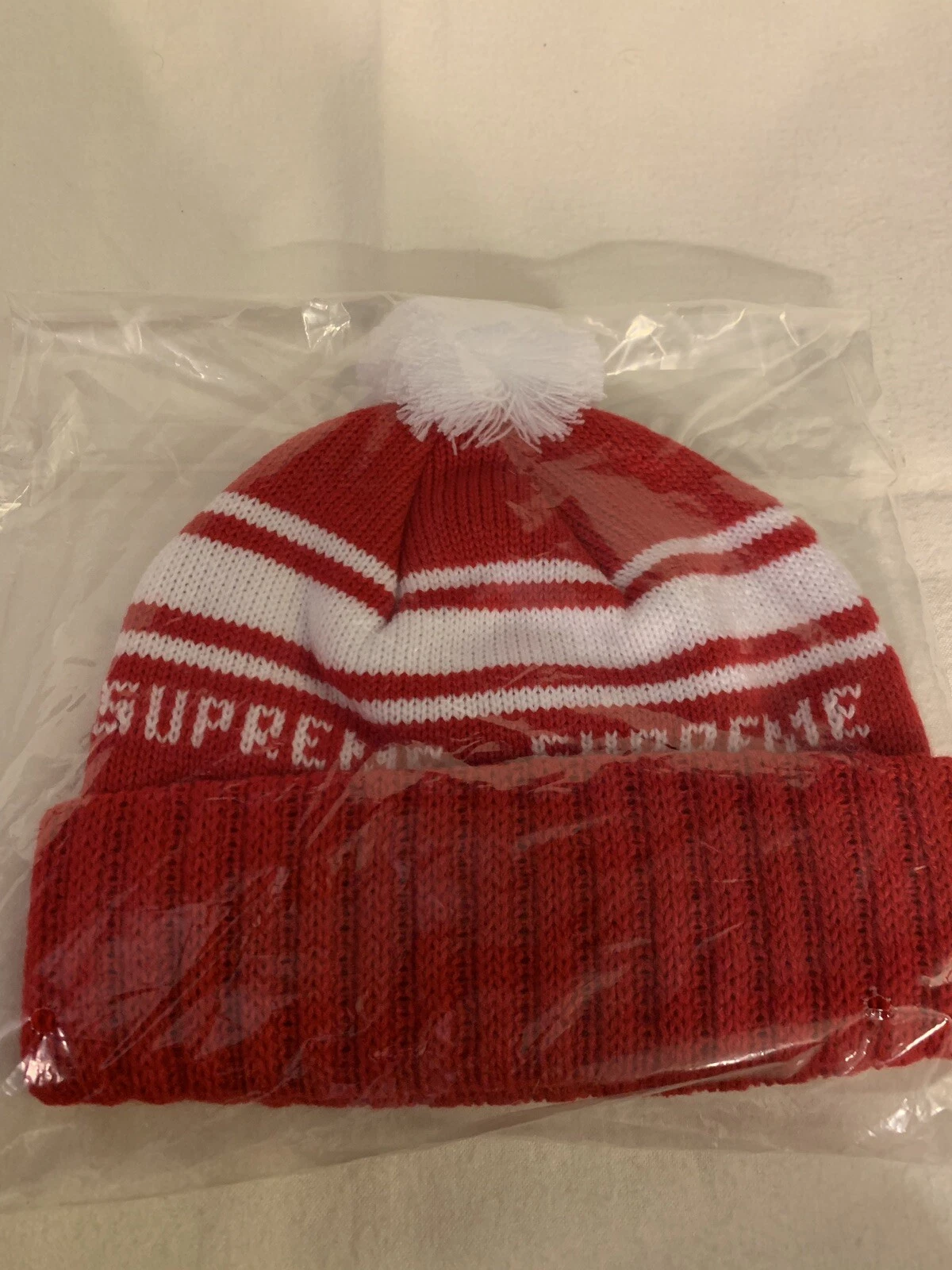 Supreme Classic Stripe Beanie Red FW18