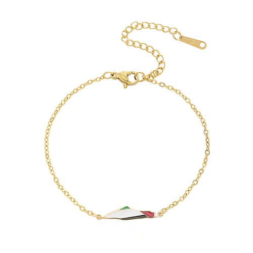 Drip Oil Map Shape Stainless Steel Bracelet Double Chain Colorful Enamel Jewelry - Picture 10 of 14