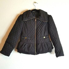 B Hip Girls Winter full zip Jacket Black quilted Size 10