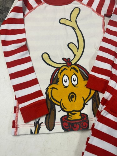 HANNA ANDERSSON ORGANIC COTTON HOLIDAY GRINCH MAX LONG JOHNS PAJAMAS 130 8 - Picture 3 of 4