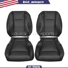 For 15-17 Ford F150 Driver Passenger PERF Bottom & Top Leather Seat Cover Black