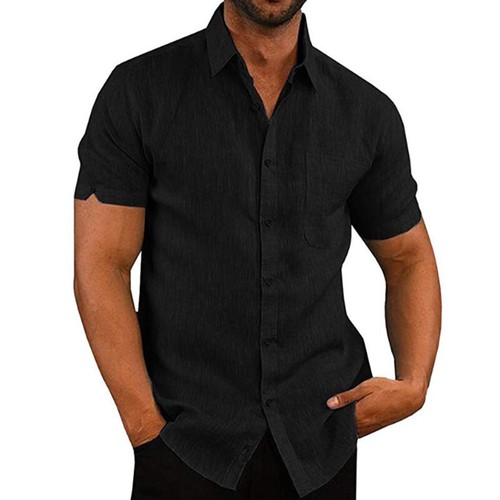 Mens Short Sleeve Button Down Shirts Summer Casual Loose Blouse Tee Tops 6 - 第 6/10 張圖片