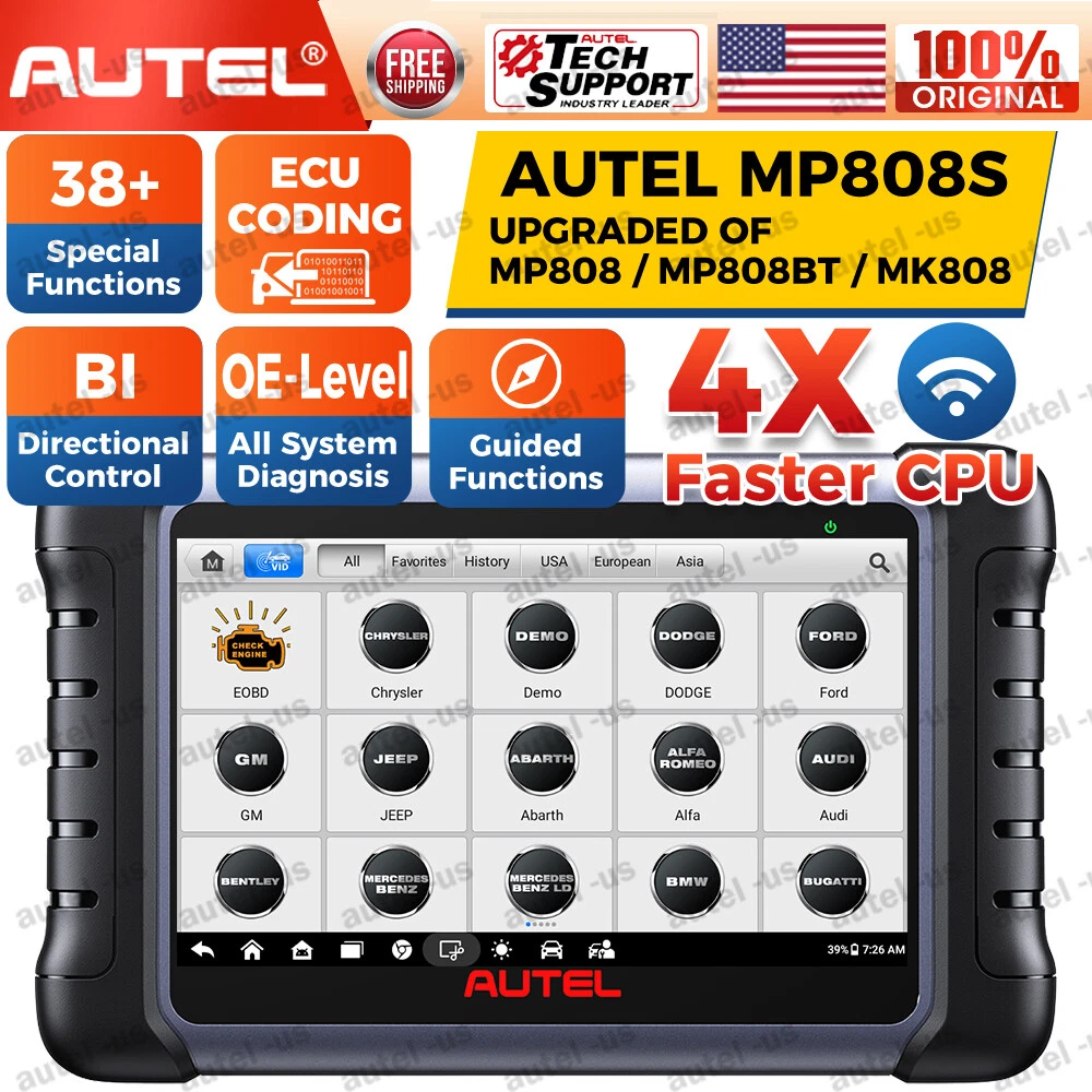  2023 Newest Autel MaxiPRO MP808S Car Diagnostic Scan Tool,  Scanner with Bi-Directional Control, 30+ Services, ECU Coding, Upgraded  Version of MP808K/MP808BT/DS808, Work with MV108S, 2-Year Free Update :  Automotive