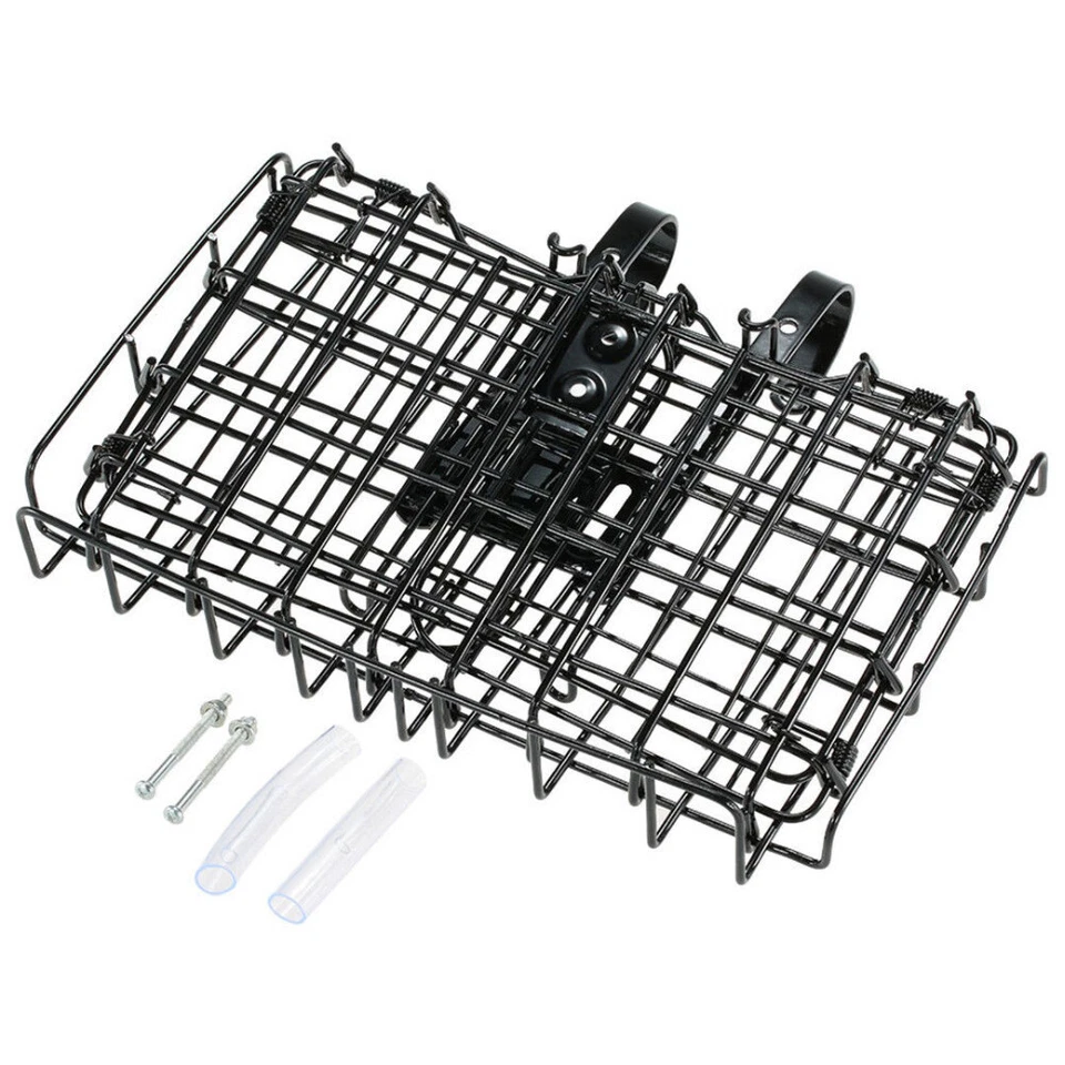 US 1 Pack Folding Rear Bike Basket Wire Mesh Fold-Up Detchable Front Rear Bag - Image 2 of 4