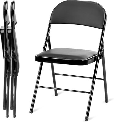 Folding Chairs 2/4Pack Leather Padded Outdoor Sturdy Metal